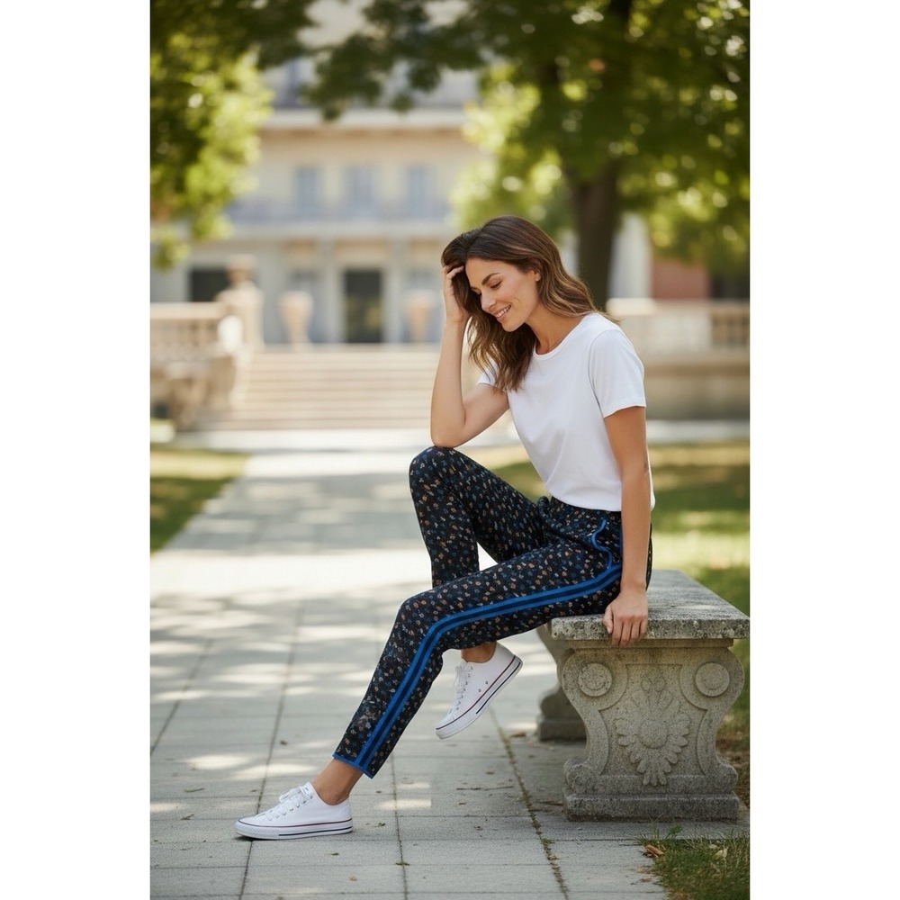 Madewell Track Crop Trousers Prairie Floral Posies Black Multicolor Size Small - Picture 2 of 13